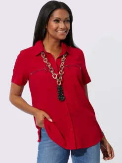 Chemisier long à col chemise avec poches et manches courtes