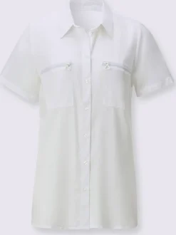 Chemisier long à col chemise avec poches et manches courtes