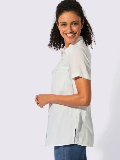 Chemisier long à col chemise avec poches et manches courtes