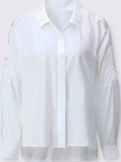 Chemisier long à col chemise double avec manches chauve-souris