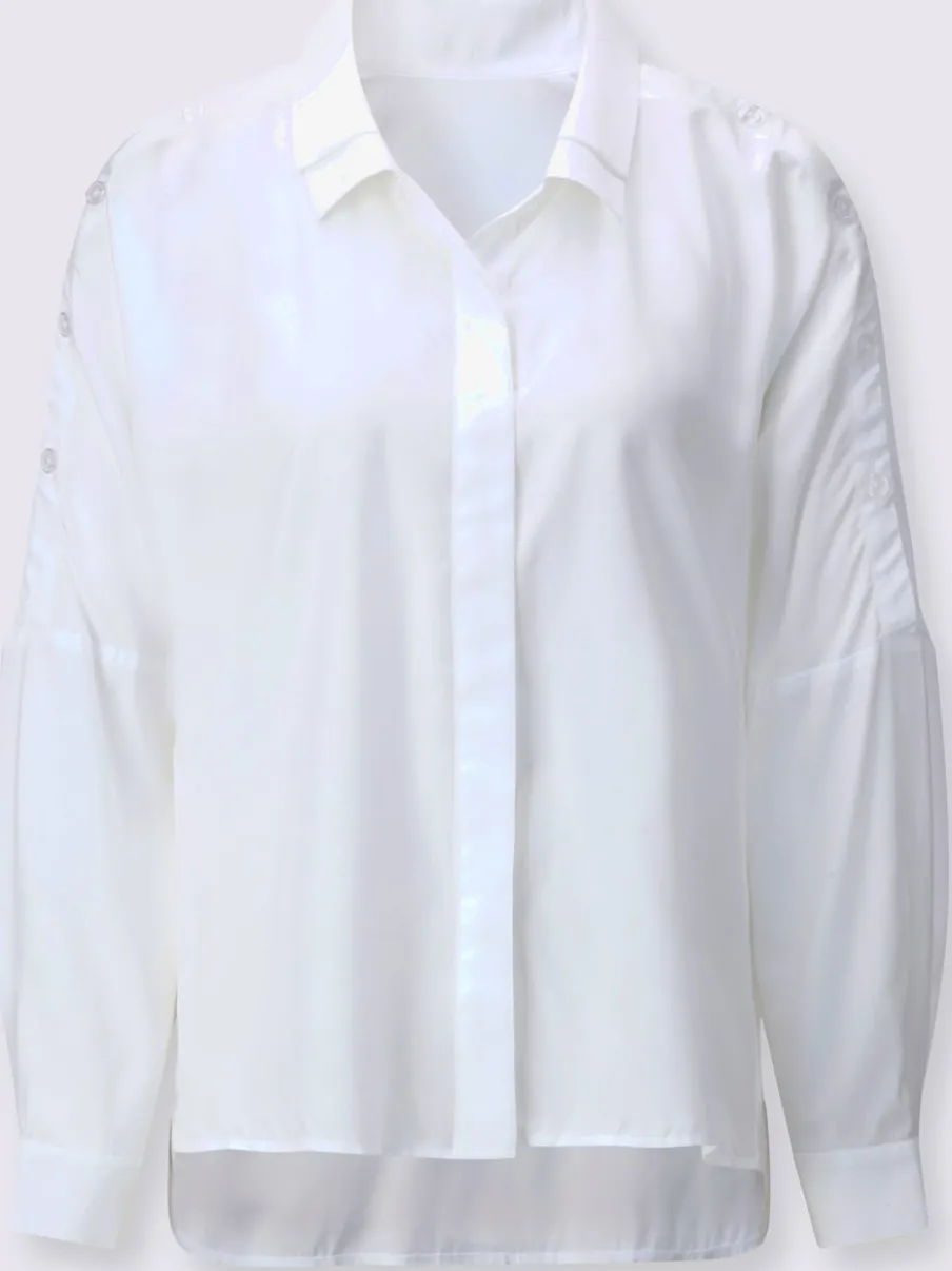 Chemisier long à col chemise double avec manches chauve-souris
