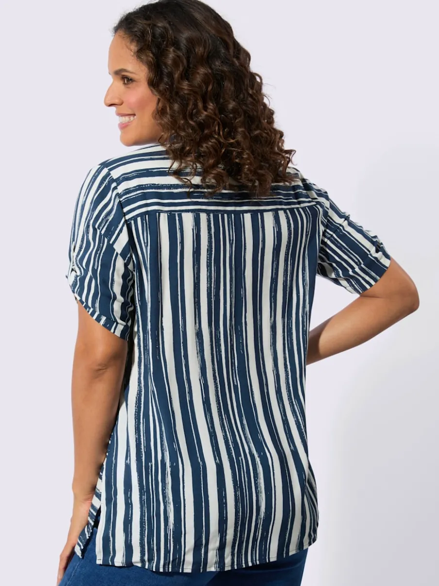 Chemisier long décontracté avec rayures et col chemise