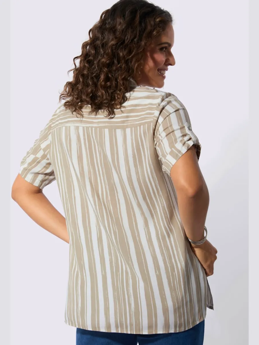 Chemisier long décontracté avec rayures et col chemise