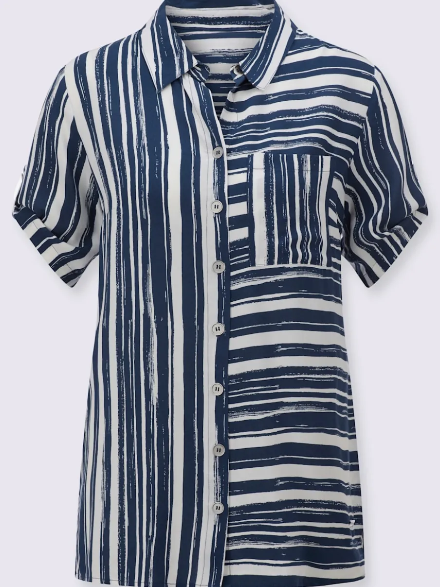Chemisier long décontracté avec rayures et col chemise