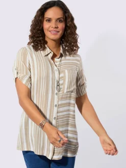 Chemisier long décontracté avec rayures et col chemise