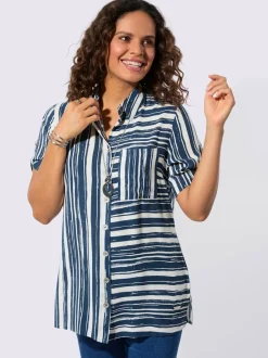 Chemisier long décontracté avec rayures et col chemise