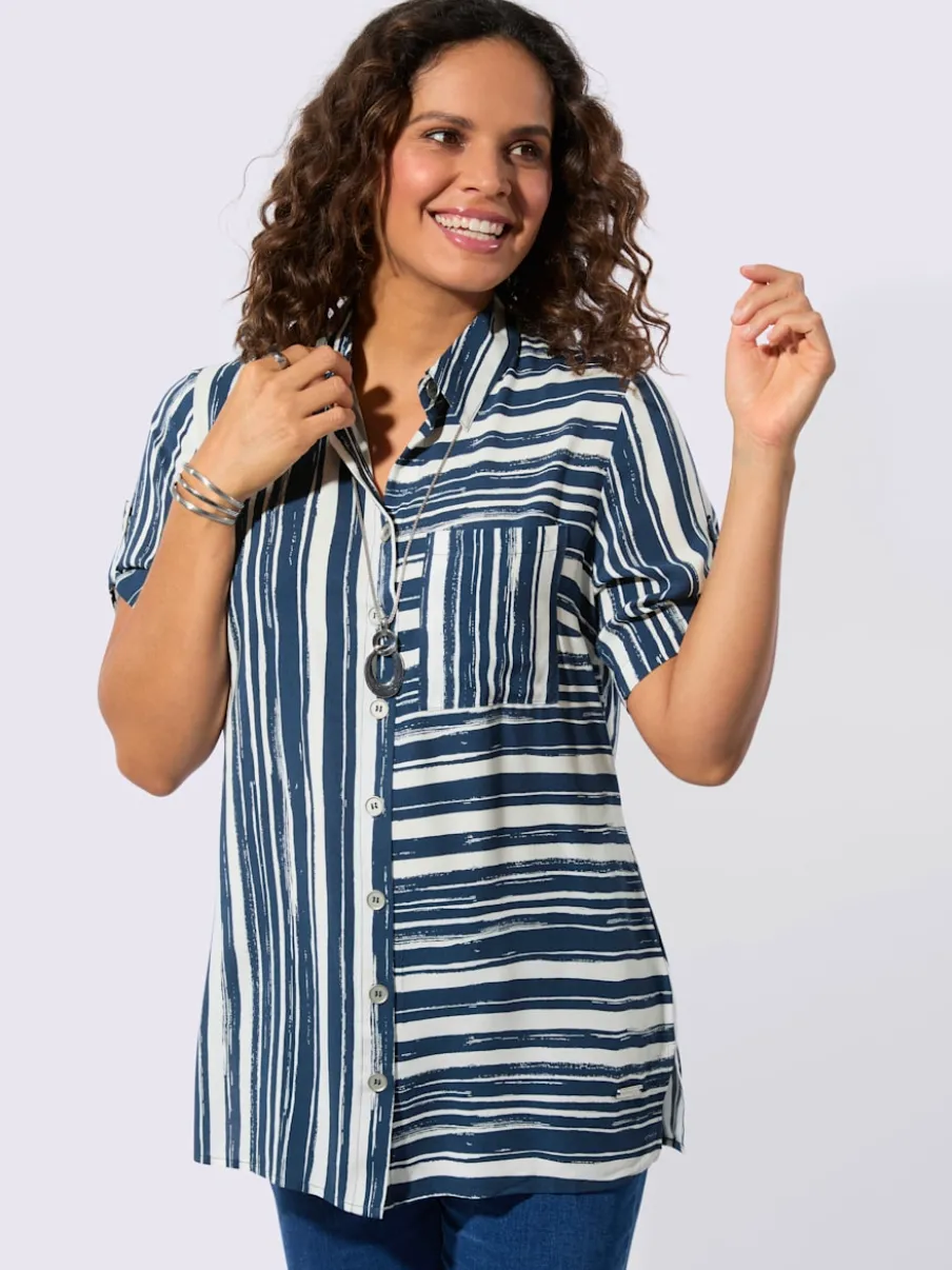 Chemisier long décontracté avec rayures et col chemise