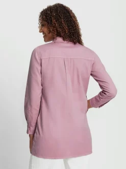 Chemisier long en jean avec col chemise et manches longues
