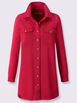 Chemisier long en jean avec col chemise et manches longues