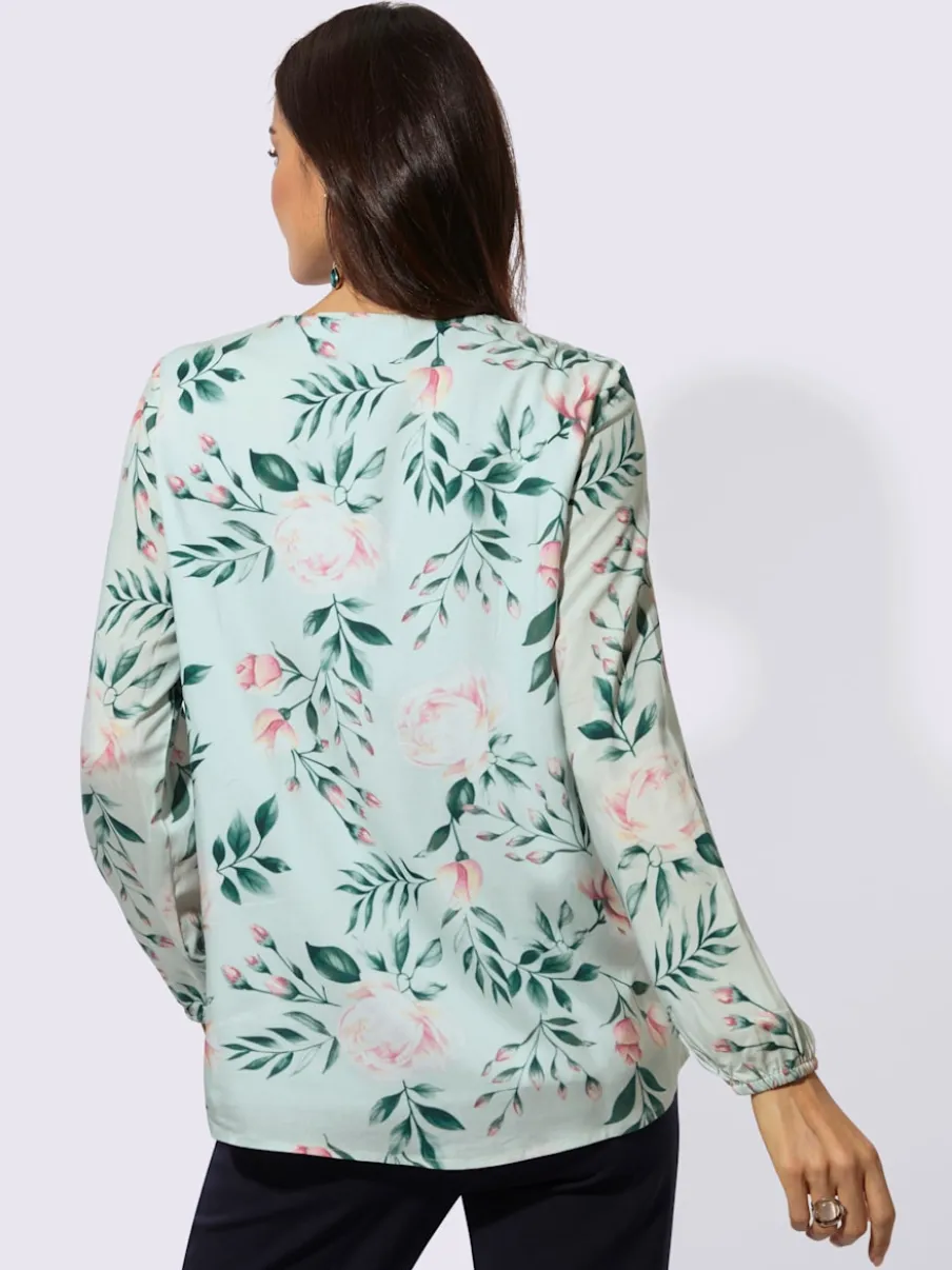 Chemisier long en modal à col V avec motifs floraux