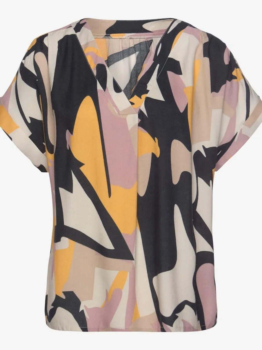 Chemisier à manches courtes avec motif graphique en viscose