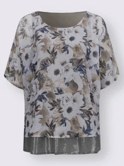 Chemisier à manches courtes en tissu floral avec paillettes