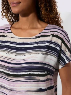 Chemisier à manches courtes en viscose à rayures multicolores