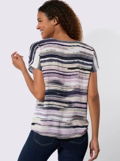Chemisier à manches courtes en viscose à rayures multicolores