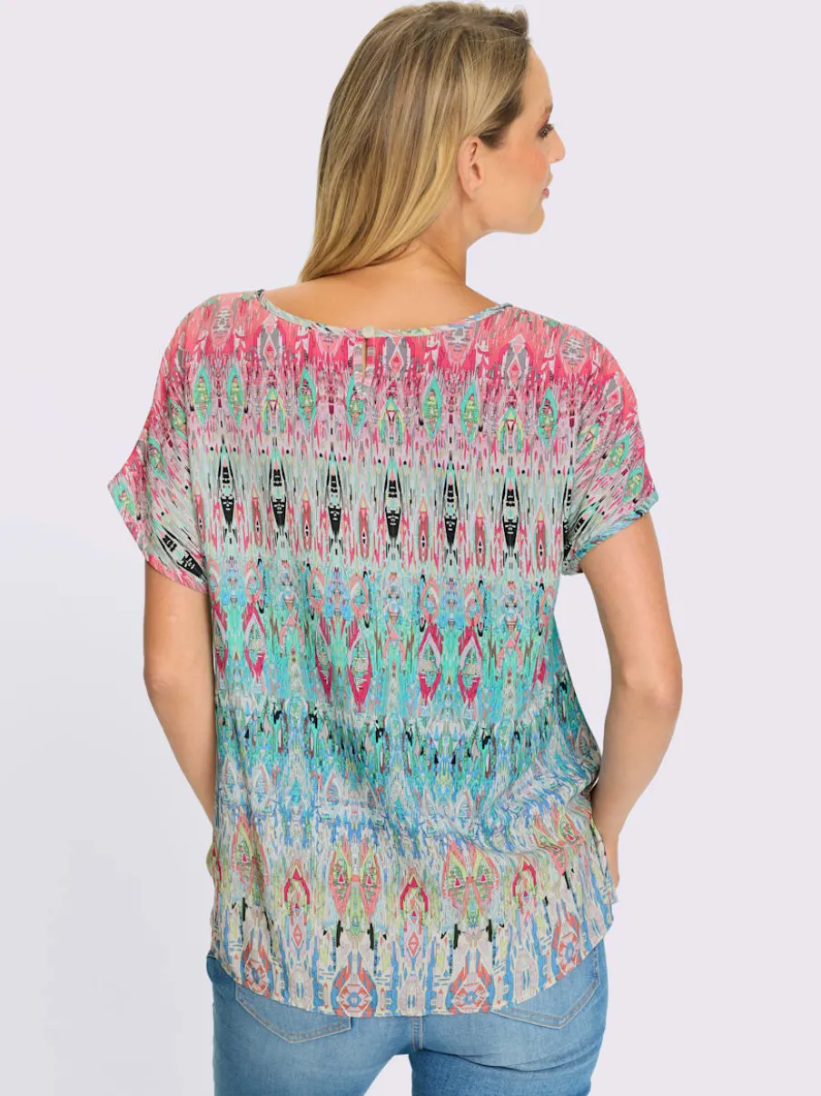 Chemisier à manches courtes en viscose extensible imprimé