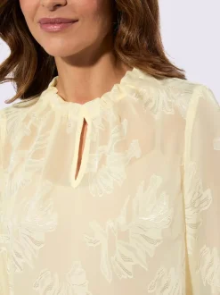 Chemisier à manches longues avec col montant et motif jacquard