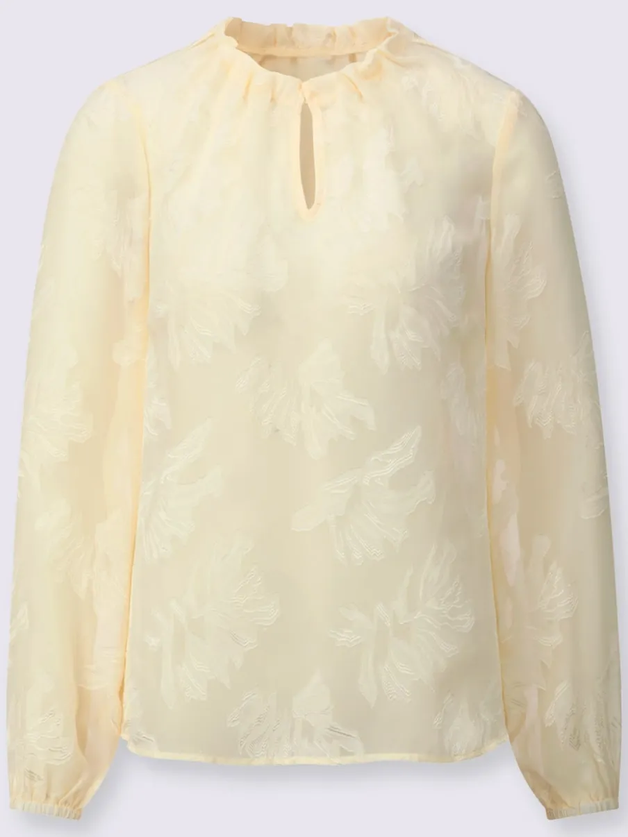 Chemisier à manches longues avec col montant et motif jacquard