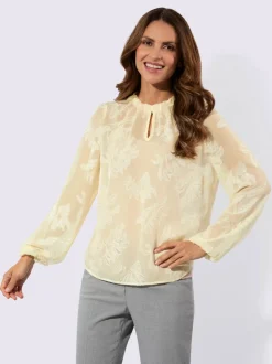 Chemisier à manches longues avec col montant et motif jacquard