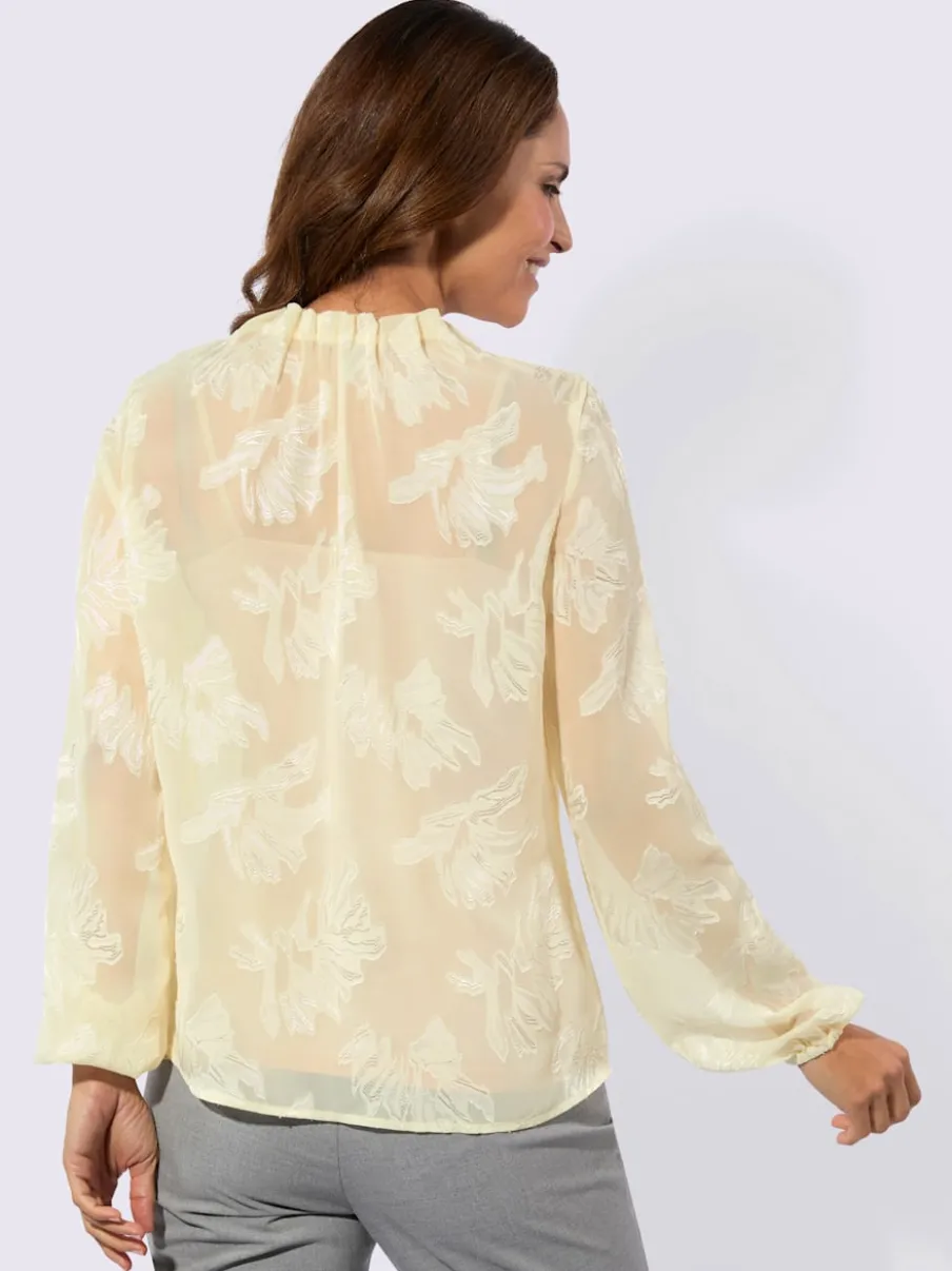 Chemisier à manches longues avec col montant et motif jacquard