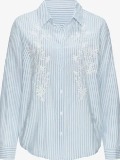 Chemisier à manches longues avec col chemise et détails floraux