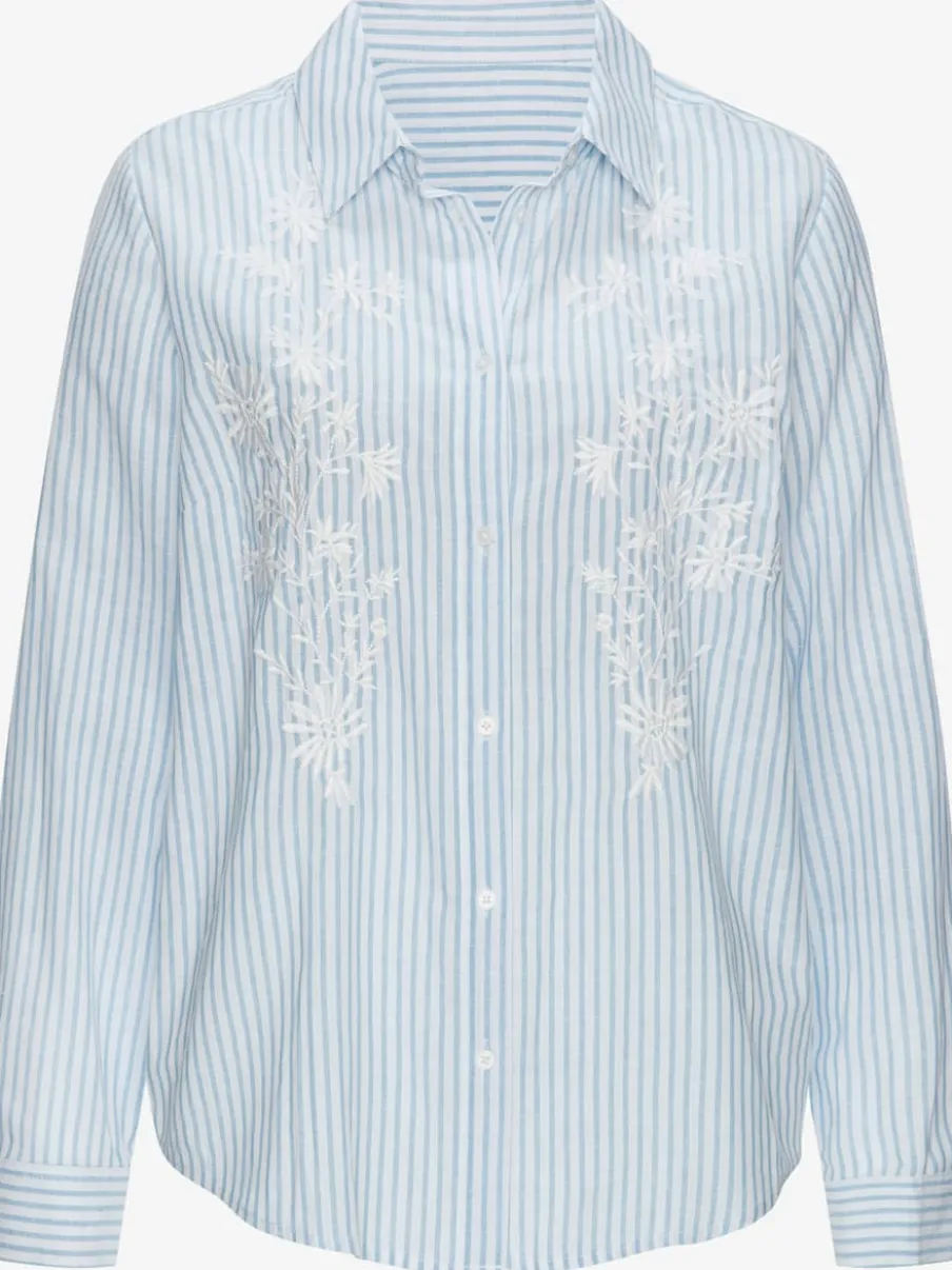 Chemisier à manches longues avec col chemise et détails floraux