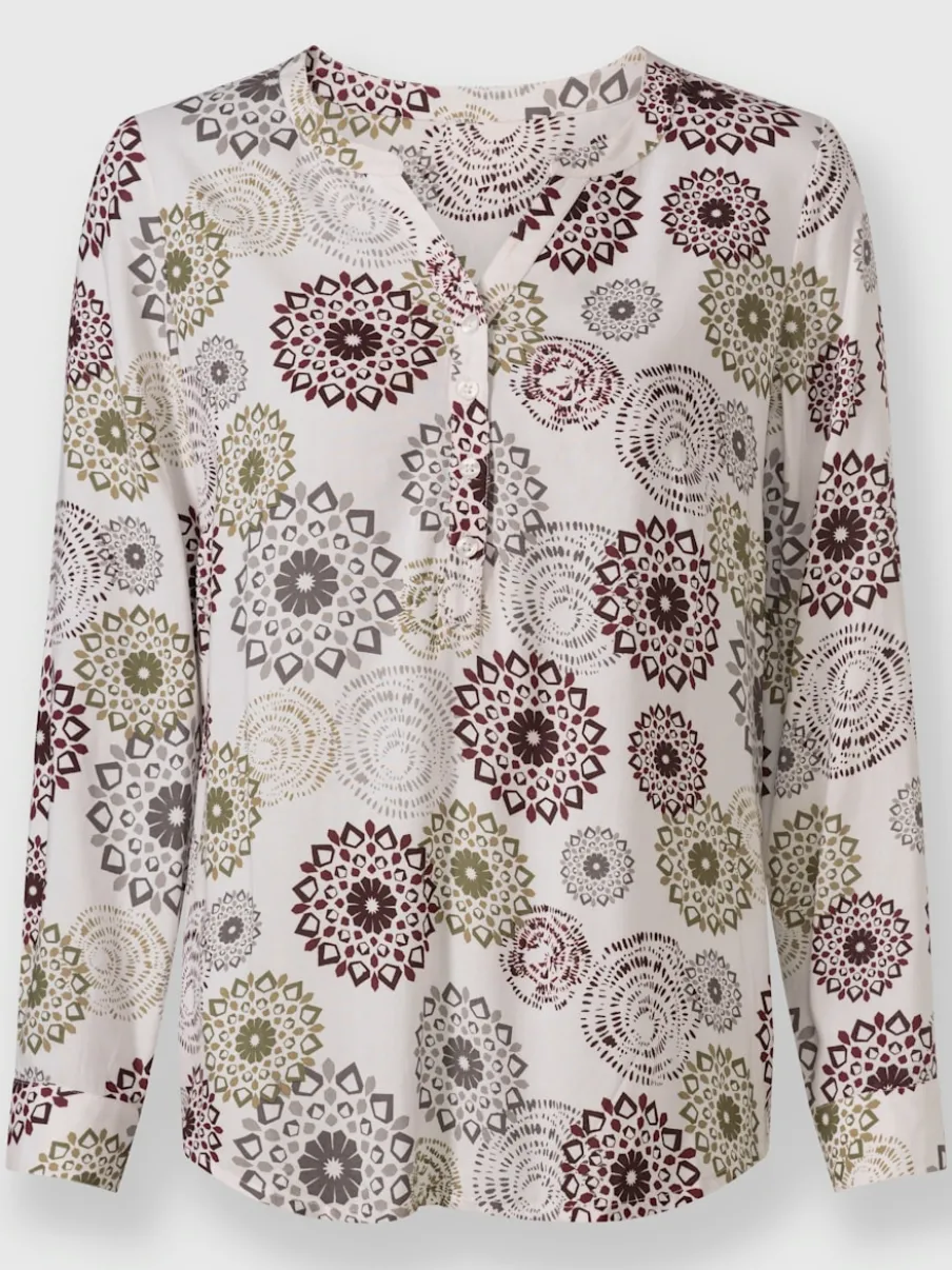 Chemisier à manches longues en viscose à imprimé floral