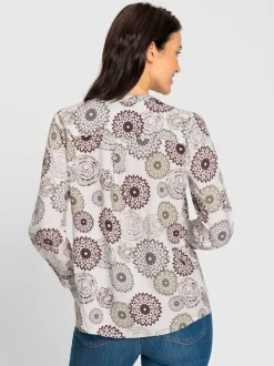 Chemisier à manches longues en viscose à imprimé floral