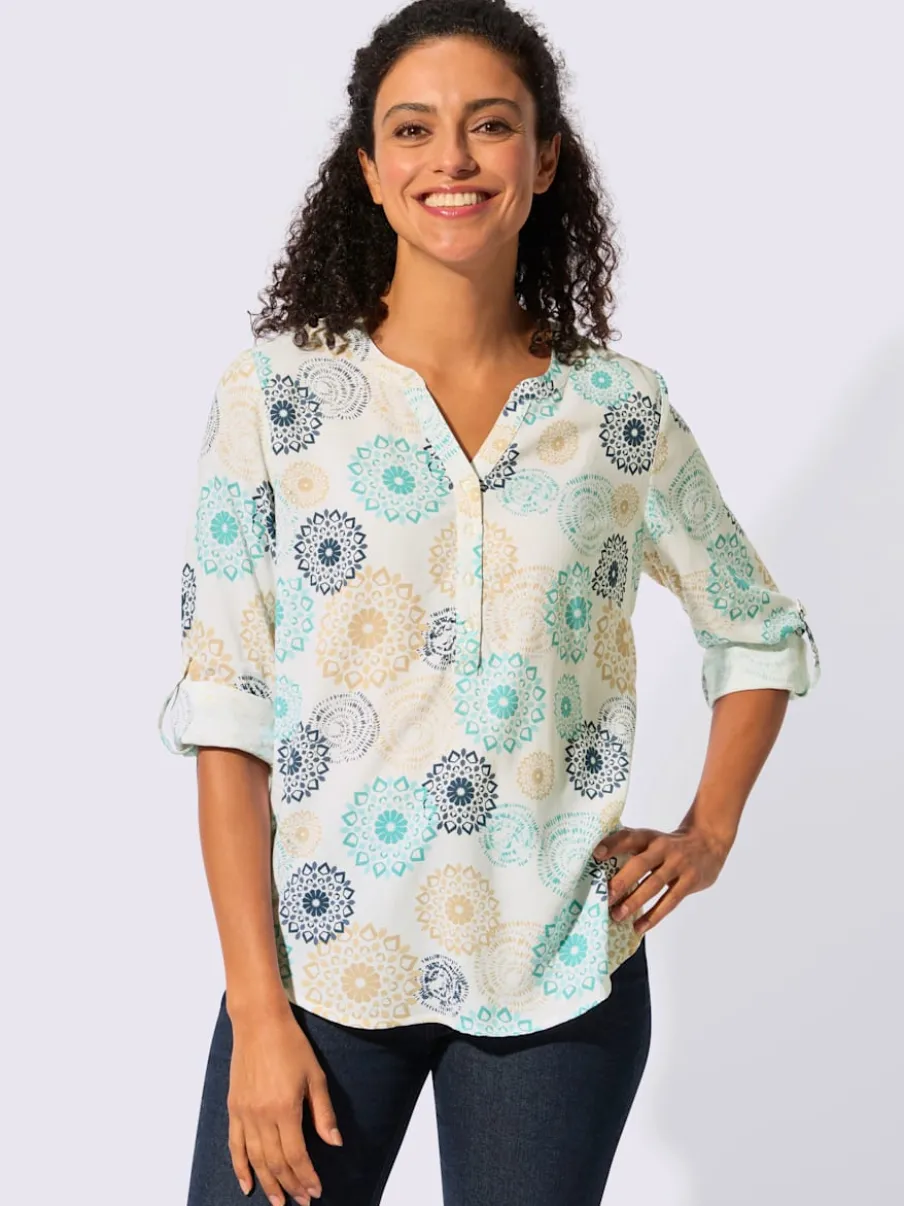 Chemisier à manches longues en viscose à imprimé floral