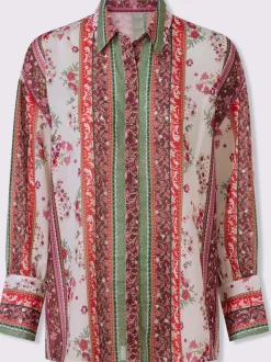 Chemisier à motif floral avec col chemise et manches longues
