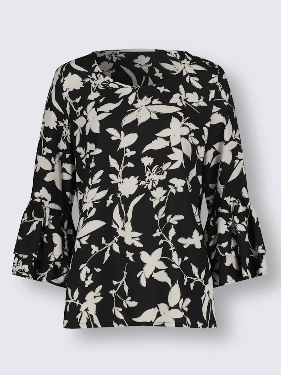 Chemisier à motif floral manches volants en viscose douce