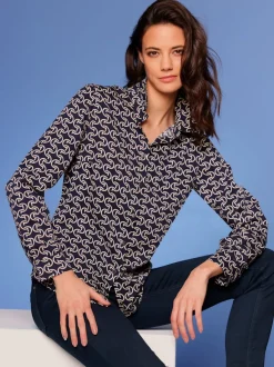 Chemisier pur lyocell col classique à motifs géométriques