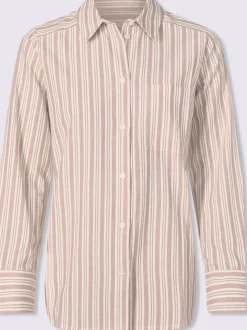 Chemisier rayé à col chemise et manches longues avec poche poitrine