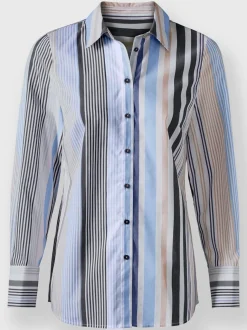 Chemisier rayé à col chemise et manches longues