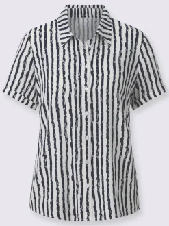 Chemisier à rayures avec col chemise et manches courtes