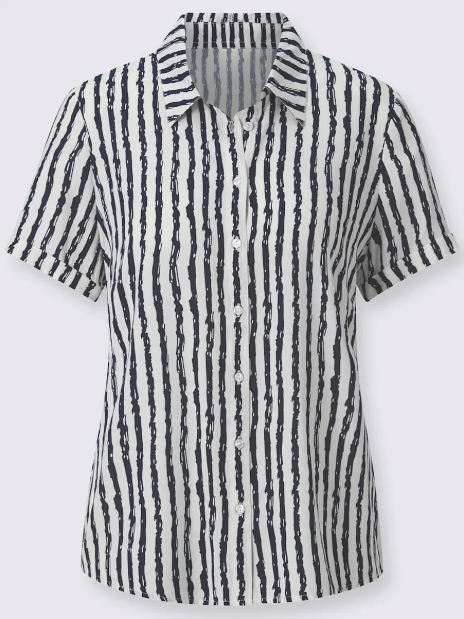 Chemisier à rayures avec col chemise et manches courtes