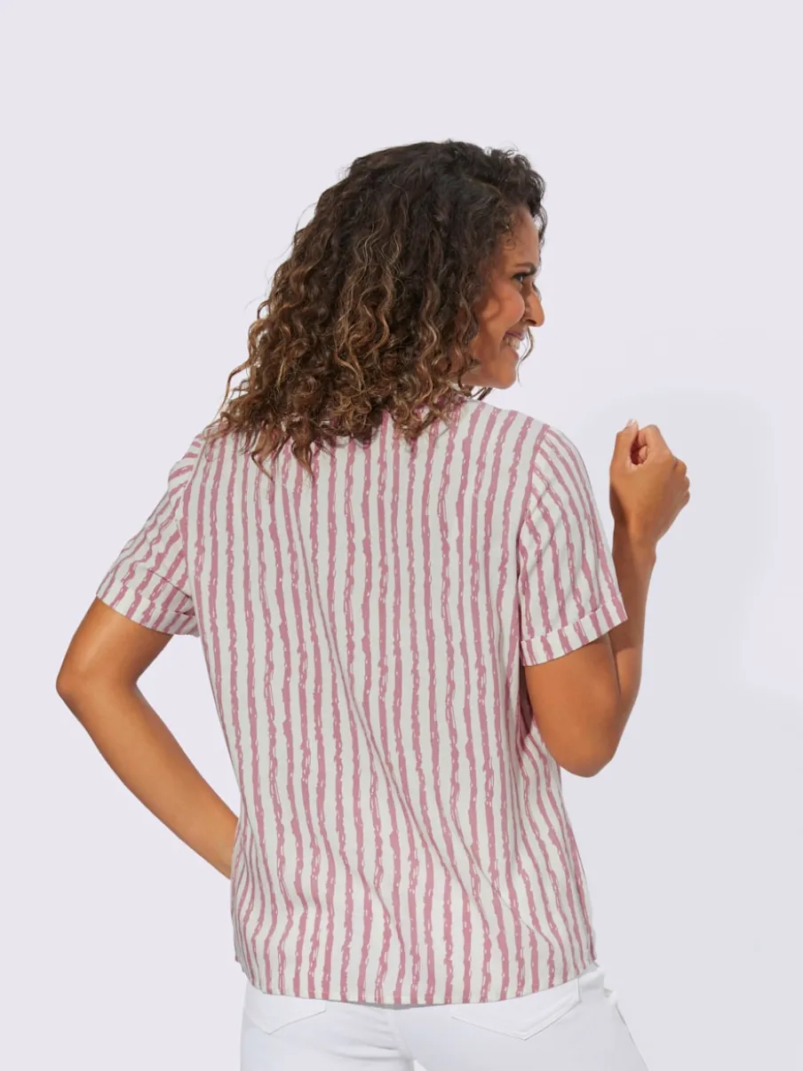 Chemisier à rayures avec col chemise et manches courtes