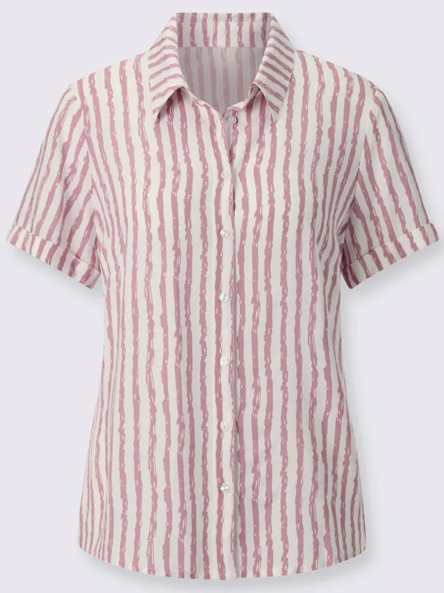Chemisier à rayures avec col chemise et manches courtes