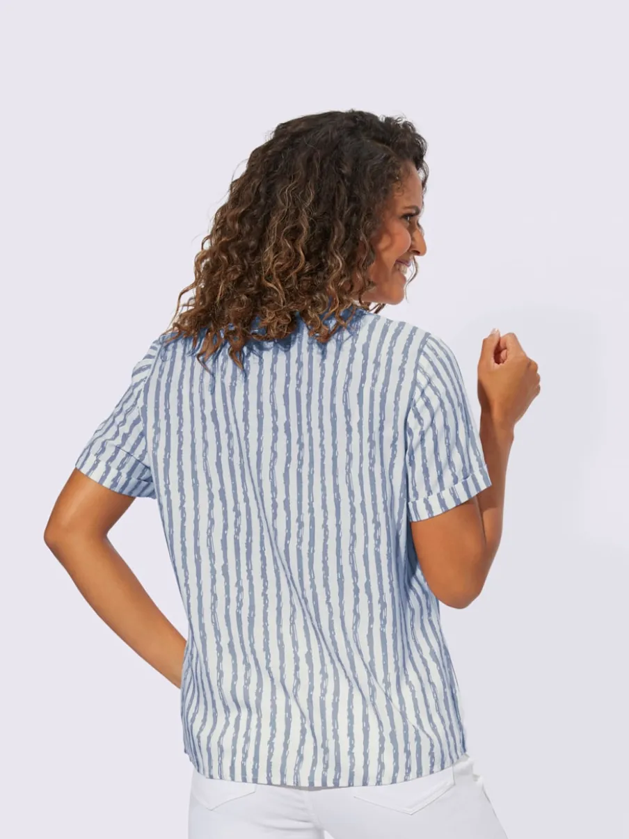 Chemisier à rayures avec col chemise et manches courtes
