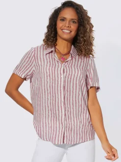Chemisier à rayures avec col chemise et manches courtes