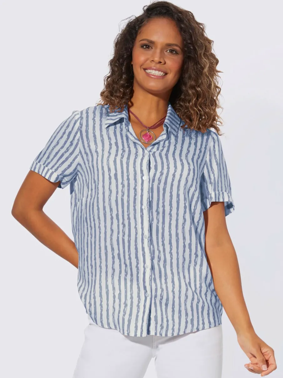 Chemisier à rayures avec col chemise et manches courtes