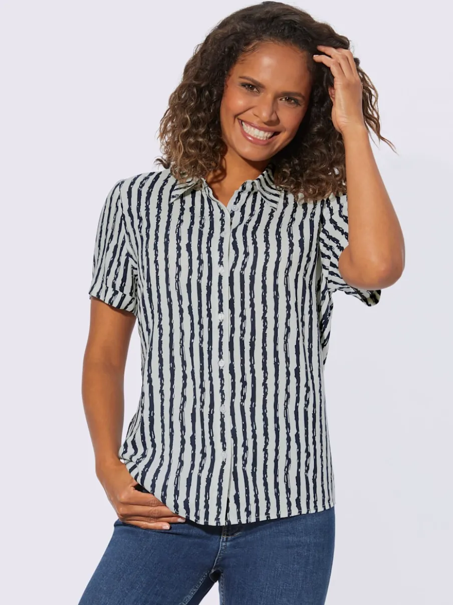 Chemisier à rayures avec col chemise et manches courtes