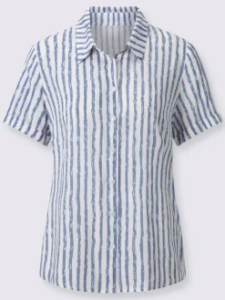 Chemisier à rayures avec col chemise et manches courtes