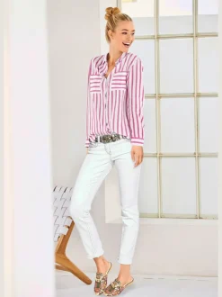 Chemisier à rayures avec col chemise et manches longues