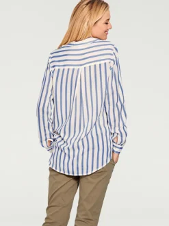 Chemisier à rayures avec col chemise et manches longues