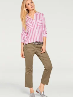 Chemisier à rayures avec col chemise et manches longues