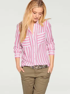 Chemisier à rayures avec col chemise et manches longues