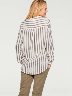 Chemisier à rayures avec col chemise et manches longues