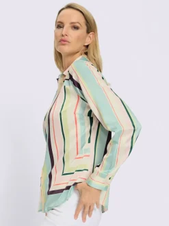 Chemisier à rayures avec col chemise et manches longues