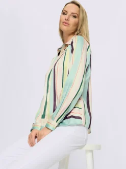 Chemisier à rayures avec col chemise et manches longues