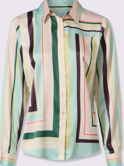 Chemisier à rayures avec col chemise et manches longues